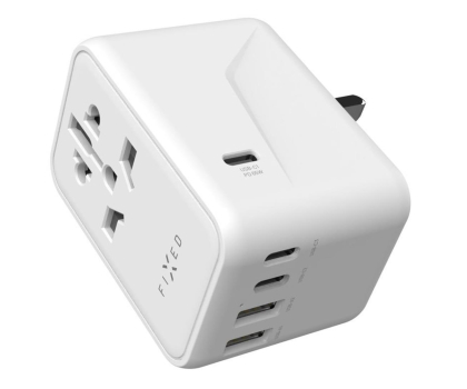 Ładowarka i akumulator FIXED Voyager World Adapter 3xUSB-C/2xUSB GaN 65W biały FIXCT65-3C2A-WH